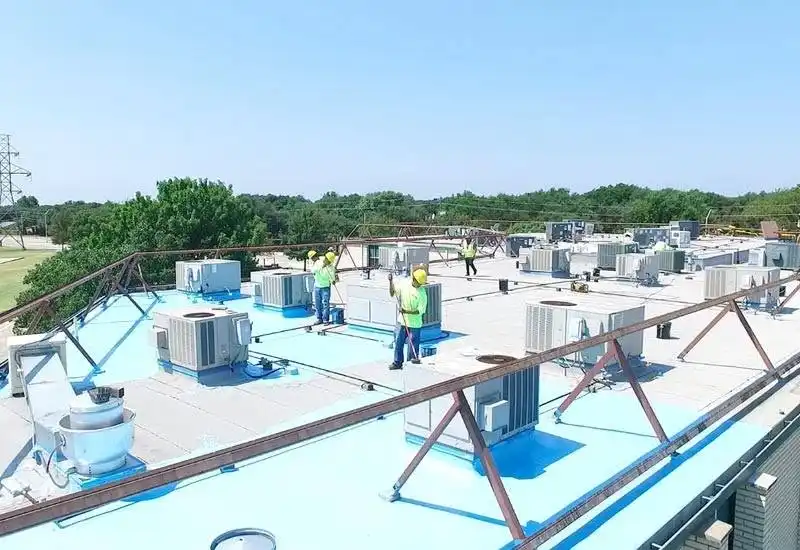 Completed elastomeric coated church roof Plano Texas