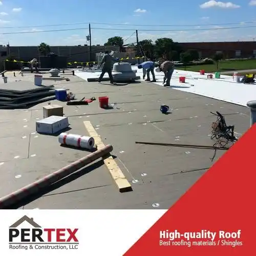Commercial TPO roof installation over ISO insulation Dallas Texas